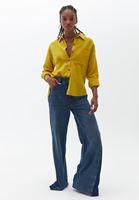 Bayan Sarı Pamuklu Loose-Fit Gömlek