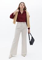 Bayan Bordo Pamuklu Loose-Fit Gömlek