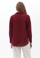 Bayan Bordo Pamuklu Loose-Fit Gömlek