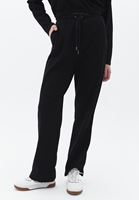 Bayan Siyah Yüksek Bel Bağcıklı Pantolon