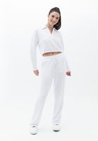 Bayan Beyaz Polo Yaka Crop Tişört