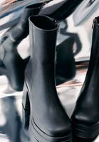 Bayan Siyah Vegan Deri Topuklu Bot