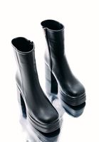 Bayan Siyah Vegan Deri Topuklu Bot