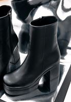 Bayan Siyah Vegan Deri Topuklu Bot