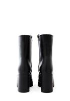 Bayan Siyah Vegan Deri Topuklu Bot