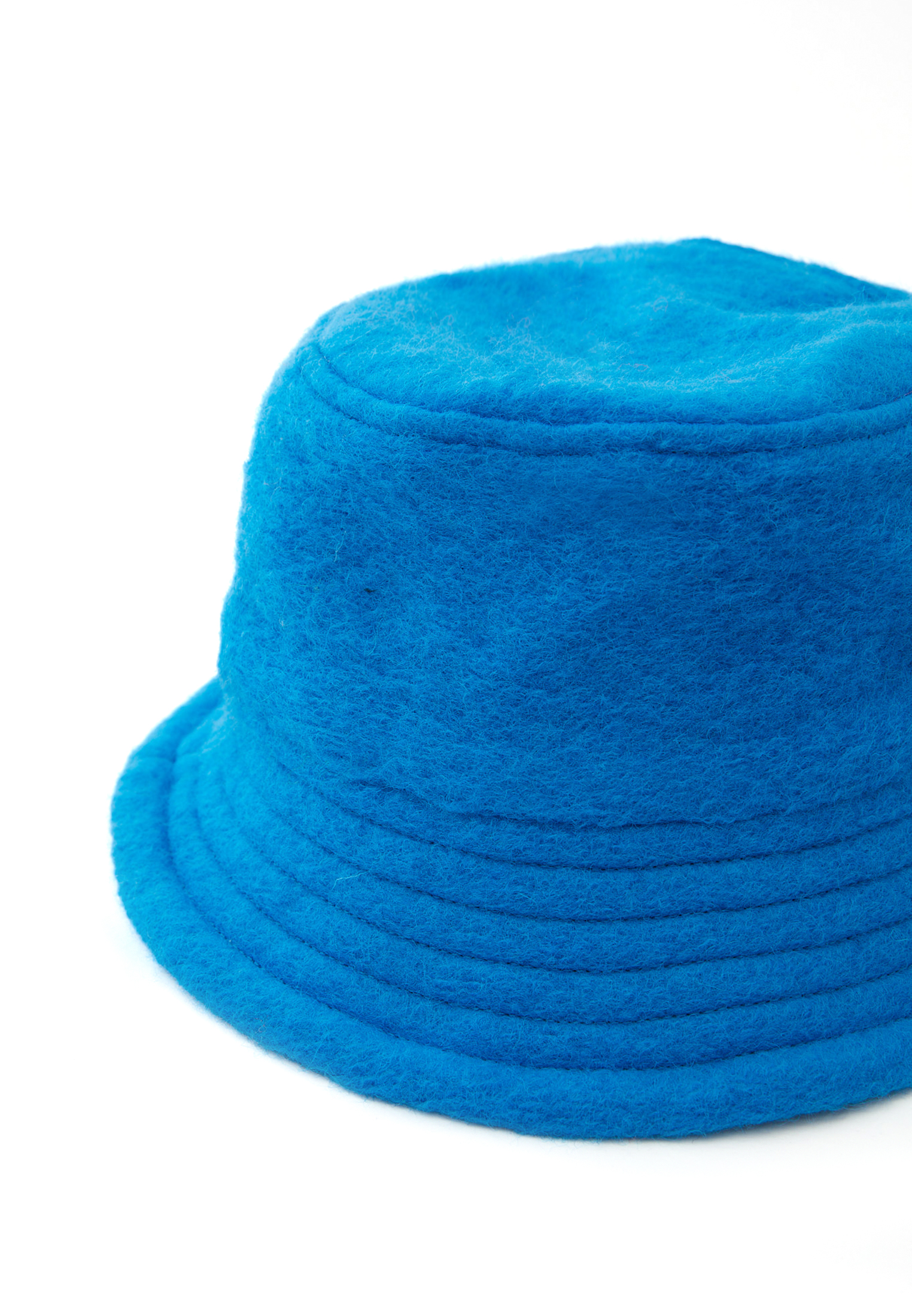 Mavi Yün Karışımlı Bucket Şapka