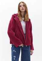 Bayan Pembe Oversize Kapüşonlu Ceket