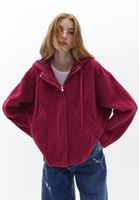Bayan Pembe Oversize Kapüşonlu Ceket