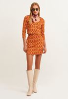 Bayan Çok Renkli Çıtçıt Detaylı Desenli Crop Hırka