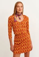 Bayan Çok Renkli Çıtçıt Detaylı Desenli Crop Hırka