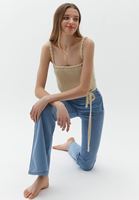 Bayan Mavi Yüksek Bel Flare Denim Pantolon