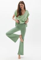 Bayan Yeşil Ultra Yüksek Bel Flare Pantolon