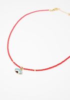 Bayan Kırmızı Göz Detaylı Boncuk Kolye