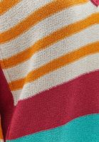 Bayan Çok Renkli Çizgili V Yaka Triko Kazak