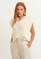 Bayan Krem Polo Yaka Triko Süveter