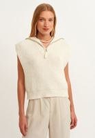 Bayan Krem Polo Yaka Triko Süveter