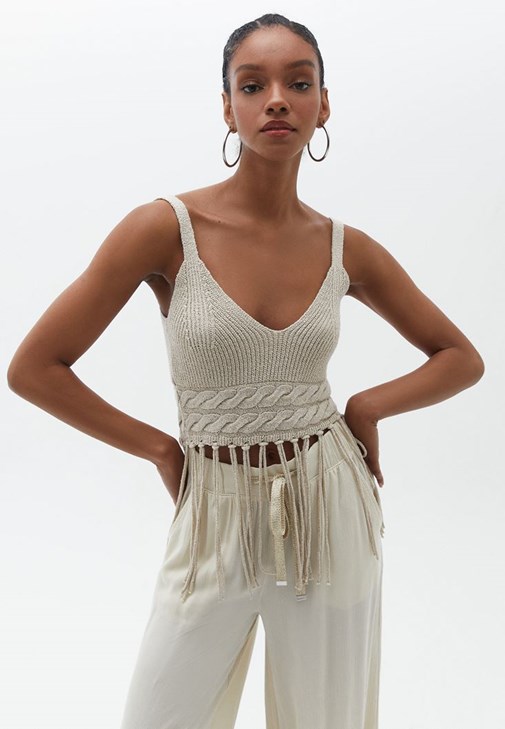 Yüksek Bel Wide-Leg Pantolon ve Bluz Kombini