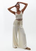 Yüksek Bel Wide-Leg Pantolon ve Bluz Kombini