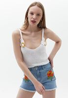 Bayan Beyaz Askılı Triko Atlet