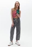 Bayan Gri Orta Bel Baggy-Fit Denim Pantolon 