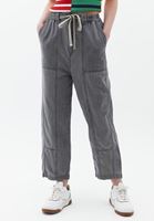 Bayan Gri Orta Bel Baggy-Fit Denim Pantolon 
