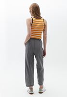Bayan Gri Orta Bel Baggy-Fit Denim Pantolon 