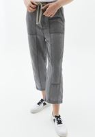 Bayan Gri Orta Bel Baggy-Fit Denim Pantolon 