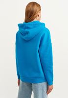 Bayan Mavi Sloganlı Kapüşonlu Sweatshirt