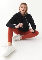 Bayan Siyah Pamuklu Uzun Kollu Sweatshirt