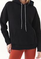 Bayan Siyah Pamuklu Uzun Kollu Sweatshirt