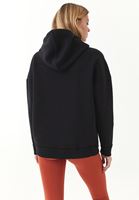 Bayan Siyah Pamuklu Uzun Kollu Sweatshirt