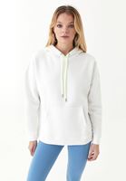 Bayan Krem Pamuklu Uzun Kollu Sweatshirt