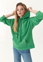 Bayan Yeşil Pamuklu Uzun Kollu Sweatshirt