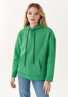 Bayan Yeşil Pamuklu Uzun Kollu Sweatshirt