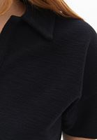 Bayan Siyah Polo Yaka Sweatshirt