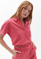 Bayan Pembe Polo Yaka Sweatshirt