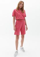 Bayan Pembe Polo Yaka Sweatshirt