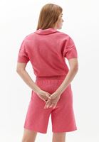 Bayan Pembe Polo Yaka Sweatshirt