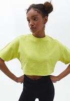 Bayan Yeşil Pamuklu Crop Tişört