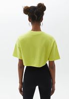 Bayan Yeşil Pamuklu Crop Tişört