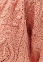 Bayan Pembe Örgü Detaylı Triko Hırka