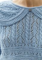 Bayan Gök Mavisi Yaka Detaylı Triko Kazak