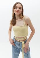 Bayan Sarı Belden Bağlamalı Triko Atlet