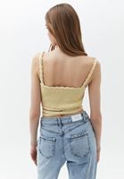 Bayan Sarı Belden Bağlamalı Triko Atlet