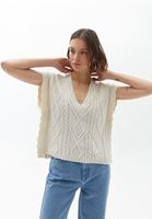 Bayan Krem V Yaka Triko Süveter