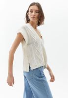 Bayan Krem V Yaka Triko Süveter