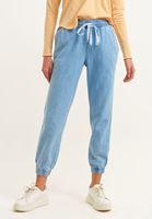 Bayan Mavi Beli Lastikli Denim Jogger