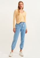 Bayan Mavi Beli Lastikli Denim Jogger