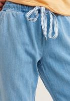 Bayan Mavi Beli Lastikli Denim Jogger