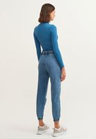 Bayan Mavi Beli Lastikli Denim Jogger